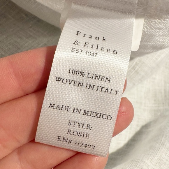 Frank & Eileen | Rosie Short-Sleeve Button-Up Shirt in White Italian Linen Sz. M - Picture 5 of 8